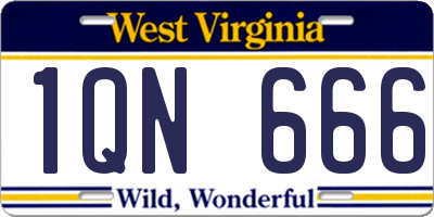 WV license plate 1QN666