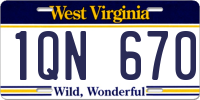 WV license plate 1QN670