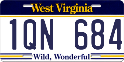 WV license plate 1QN684
