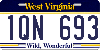 WV license plate 1QN693