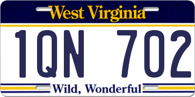 WV license plate 1QN702