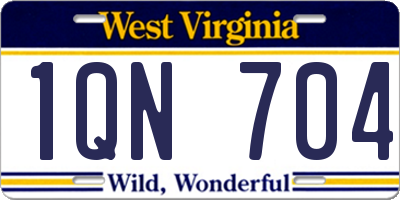 WV license plate 1QN704