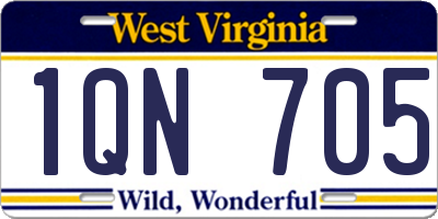 WV license plate 1QN705