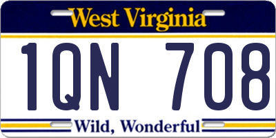 WV license plate 1QN708