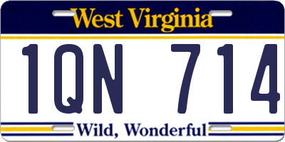 WV license plate 1QN714