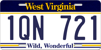 WV license plate 1QN721