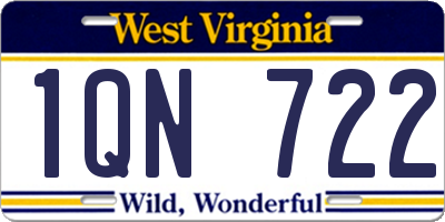 WV license plate 1QN722