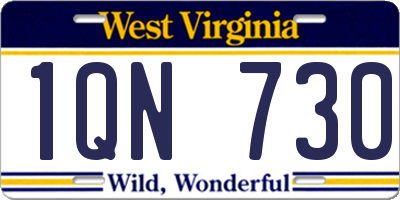 WV license plate 1QN730