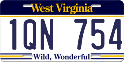 WV license plate 1QN754