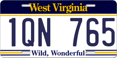 WV license plate 1QN765