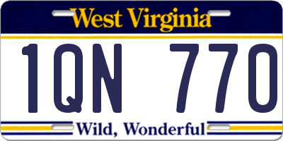 WV license plate 1QN770