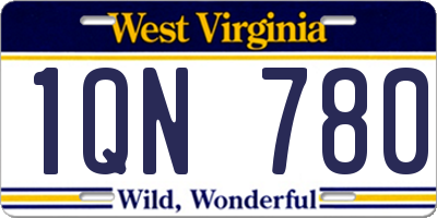 WV license plate 1QN780