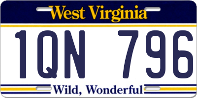 WV license plate 1QN796