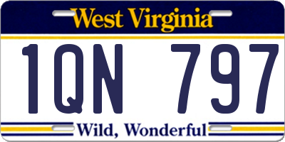 WV license plate 1QN797