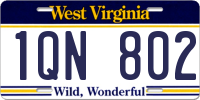 WV license plate 1QN802