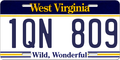 WV license plate 1QN809