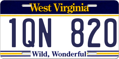 WV license plate 1QN820