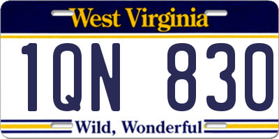 WV license plate 1QN830