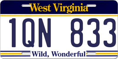 WV license plate 1QN833