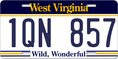 WV license plate 1QN857
