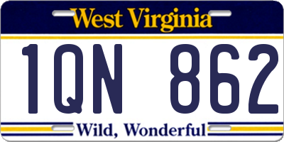 WV license plate 1QN862