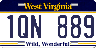 WV license plate 1QN889