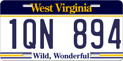 WV license plate 1QN894