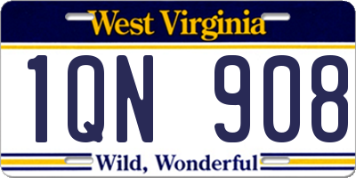 WV license plate 1QN908