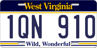 WV license plate 1QN910