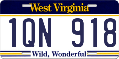 WV license plate 1QN918