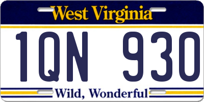 WV license plate 1QN930
