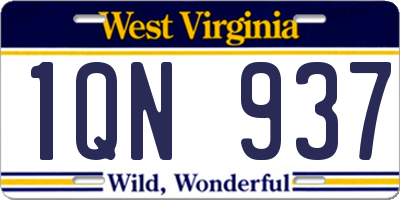 WV license plate 1QN937