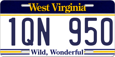 WV license plate 1QN950