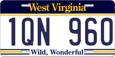 WV license plate 1QN960