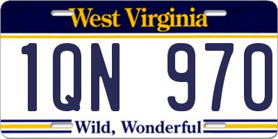WV license plate 1QN970