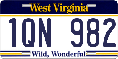 WV license plate 1QN982