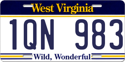 WV license plate 1QN983