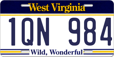 WV license plate 1QN984