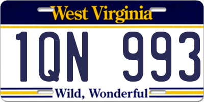 WV license plate 1QN993