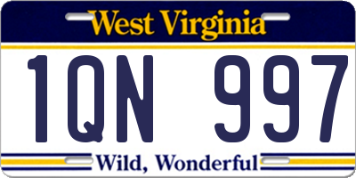 WV license plate 1QN997