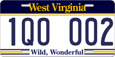 WV license plate 1QO002