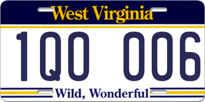 WV license plate 1QO006