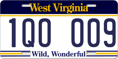 WV license plate 1QO009