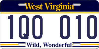 WV license plate 1QO010