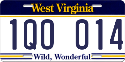 WV license plate 1QO014
