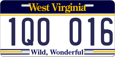 WV license plate 1QO016