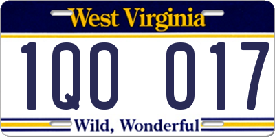 WV license plate 1QO017