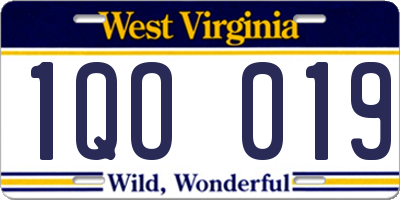 WV license plate 1QO019