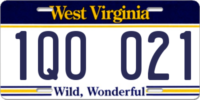 WV license plate 1QO021