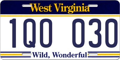 WV license plate 1QO030